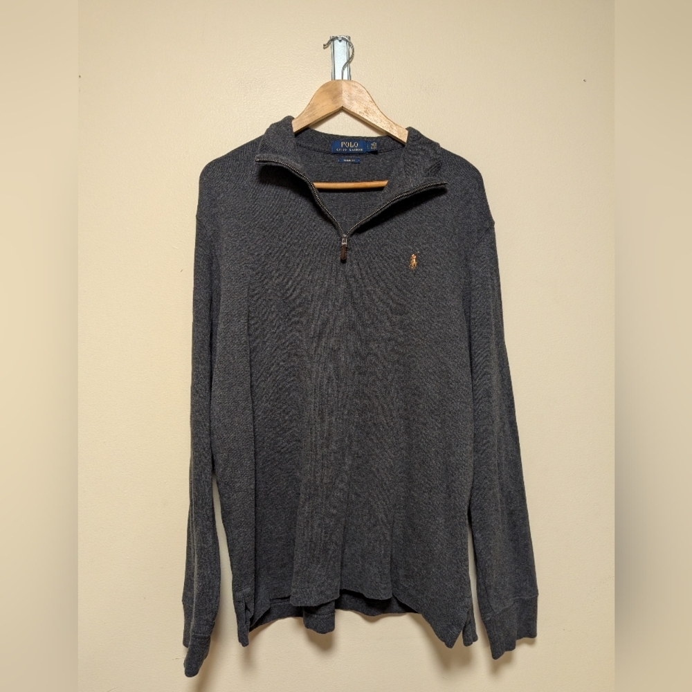 Polo Ralph Lauren Estate Rib Quarter-Zip Pullover – Men’s Large – Charcoal Gray